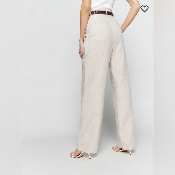 NWT Reformation Petites Mason Linen Pant in Oatmeal Size 6 6P - Picture 4 of 8